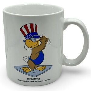 Papel 1984 Los Angeles Olympic Games Wrestling Coffee Mug Sam the Eagle Vintage